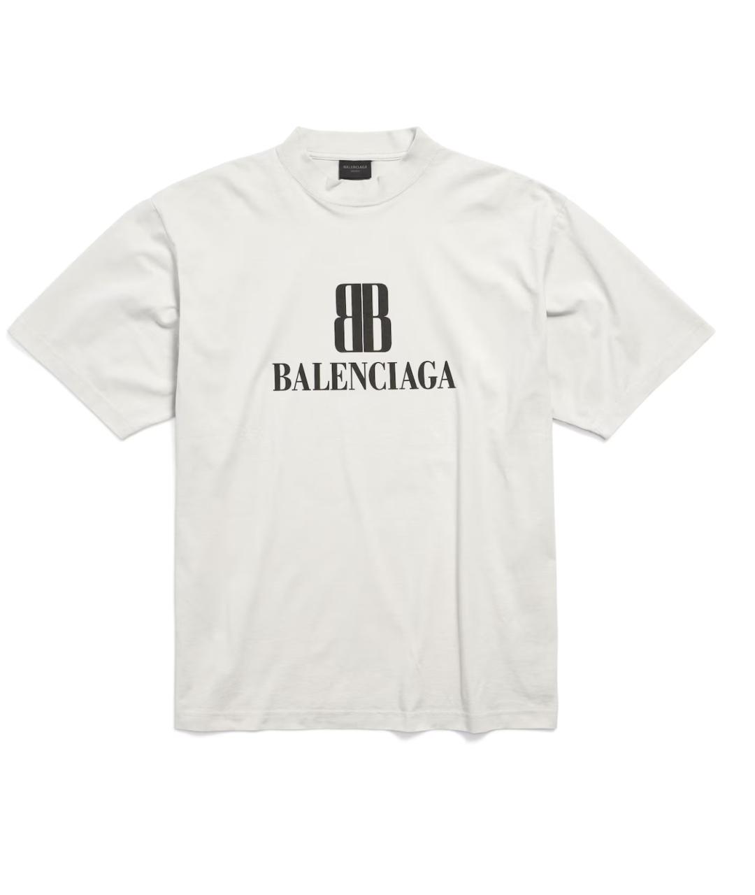BALENCIAGA Белая хлопковая футболка, фото 1