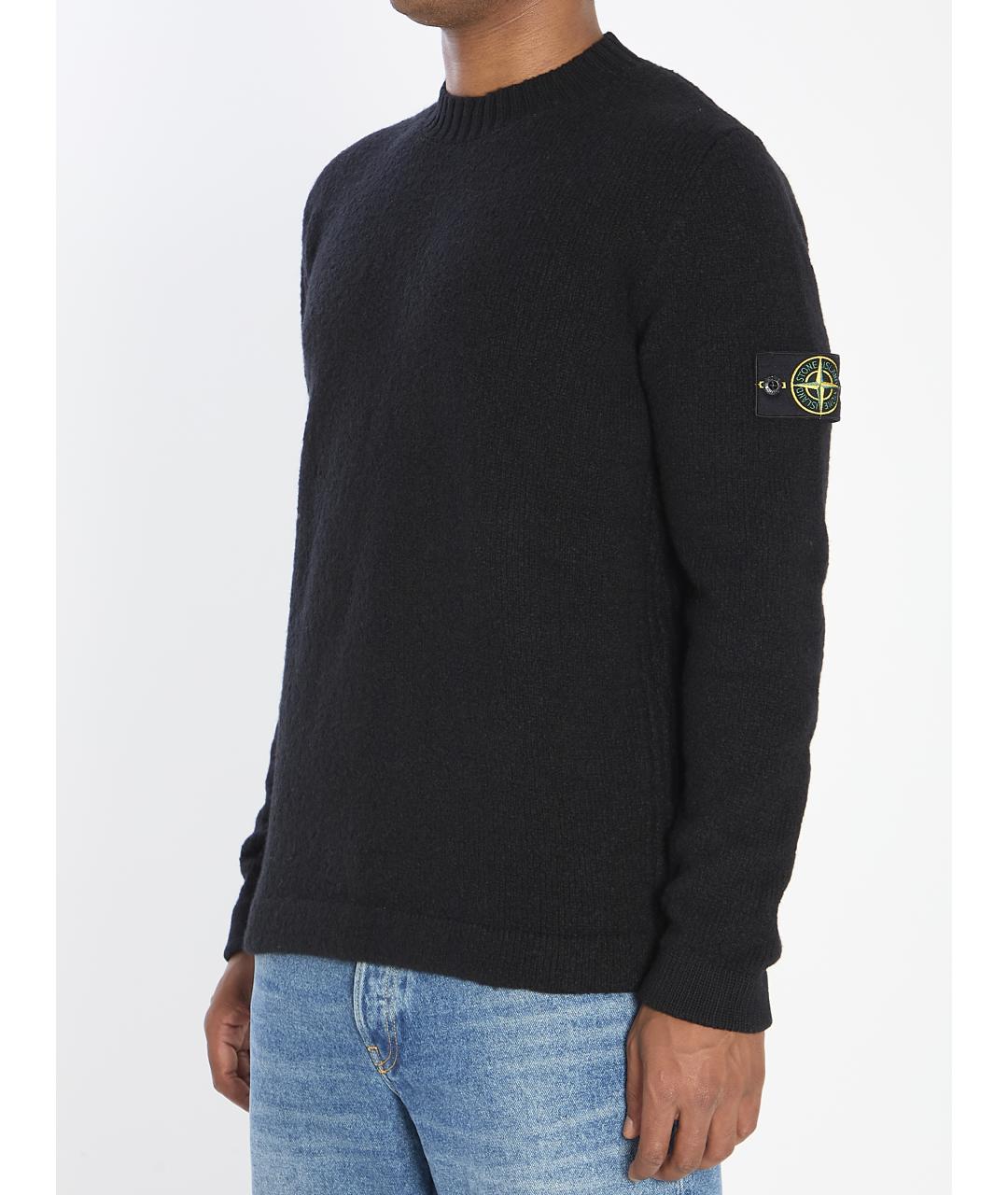 STONE ISLAND Черный шерстяной джемпер / свитер, фото 3