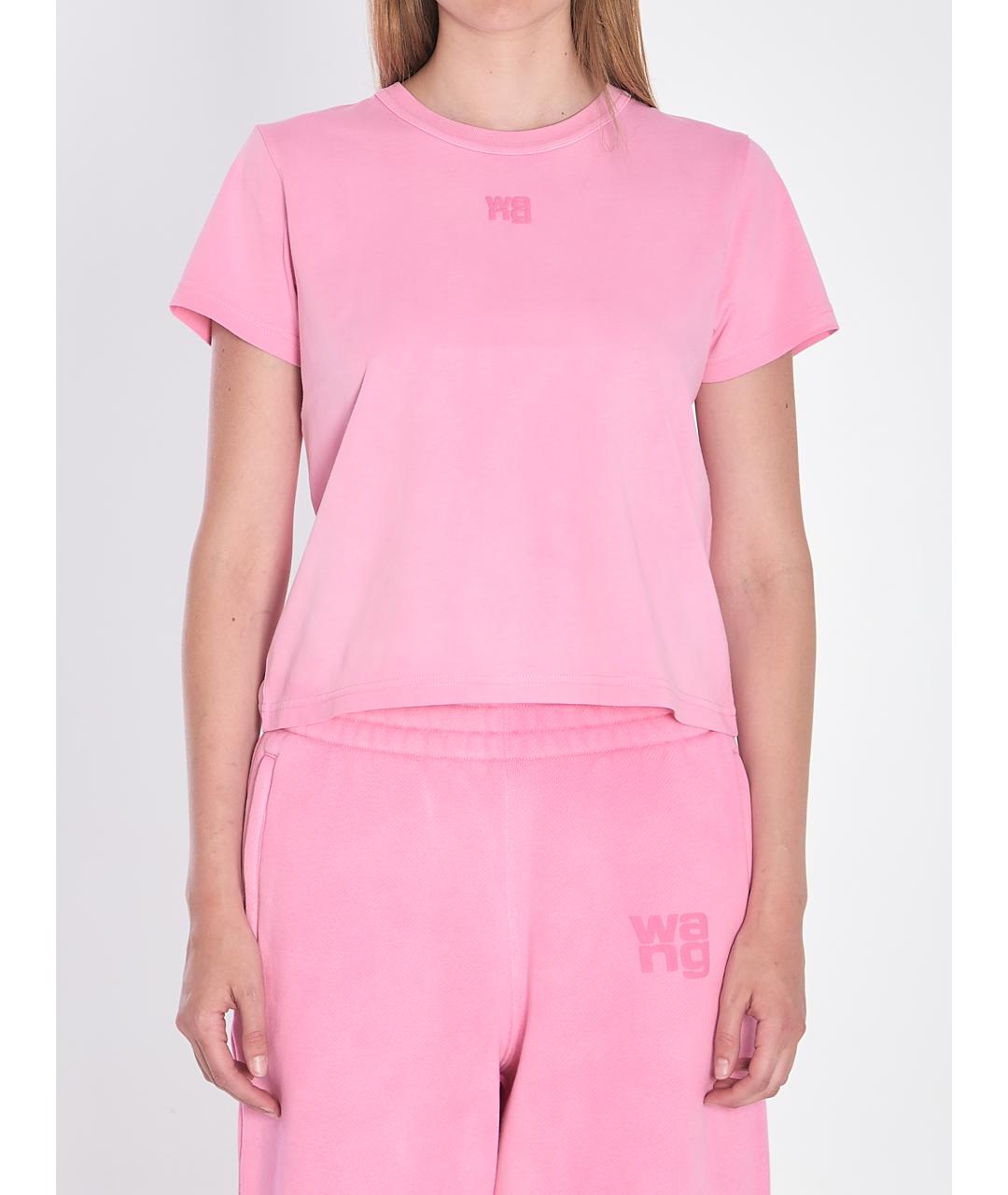 ALEXANDER WANG Розовая хлопковая футболка, фото 2