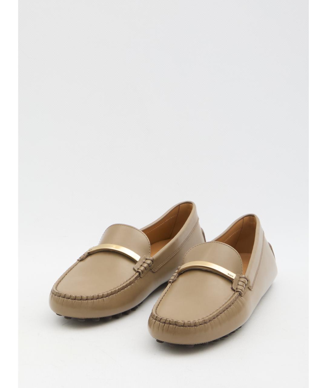 TOD'S Бежевые кожаные мокасины, фото 2