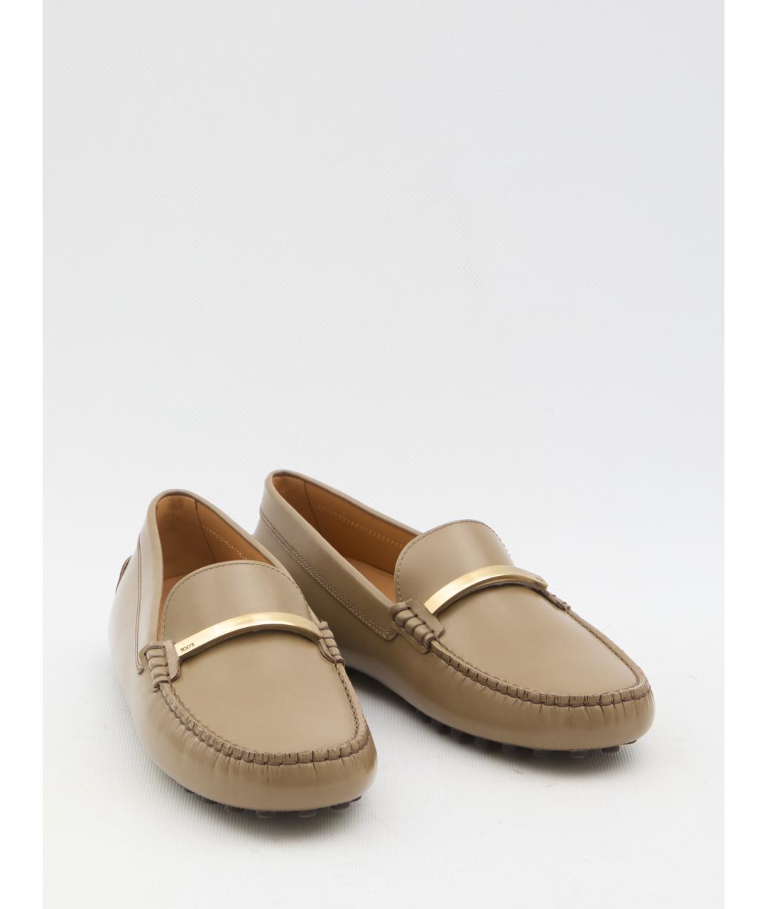 TOD'S Бежевые кожаные мокасины, фото 5