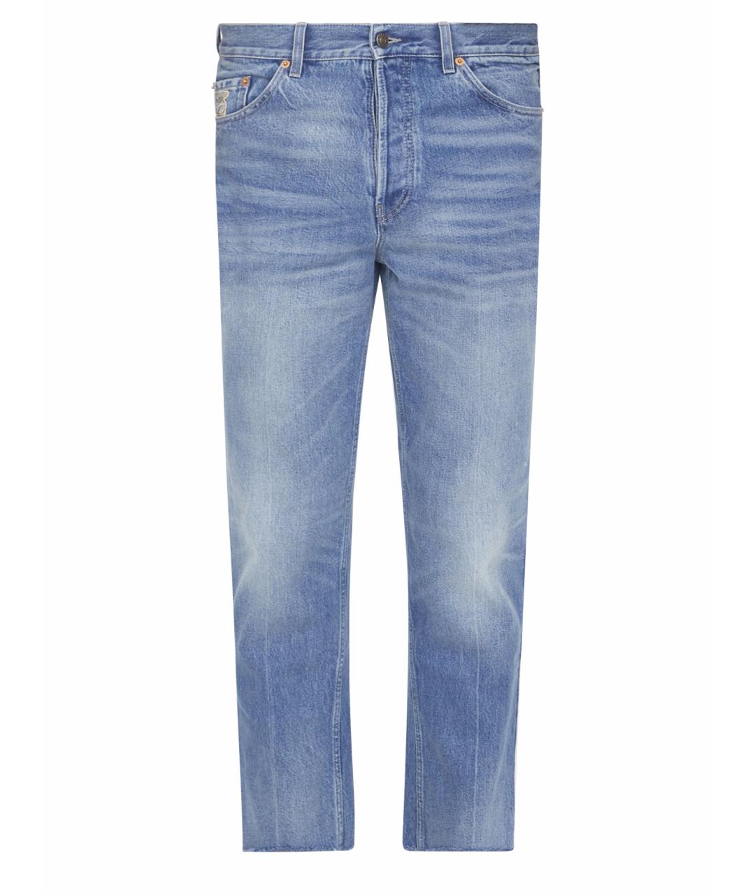 GUCCI Голубые хлопковые прямые джинсы, фото 1