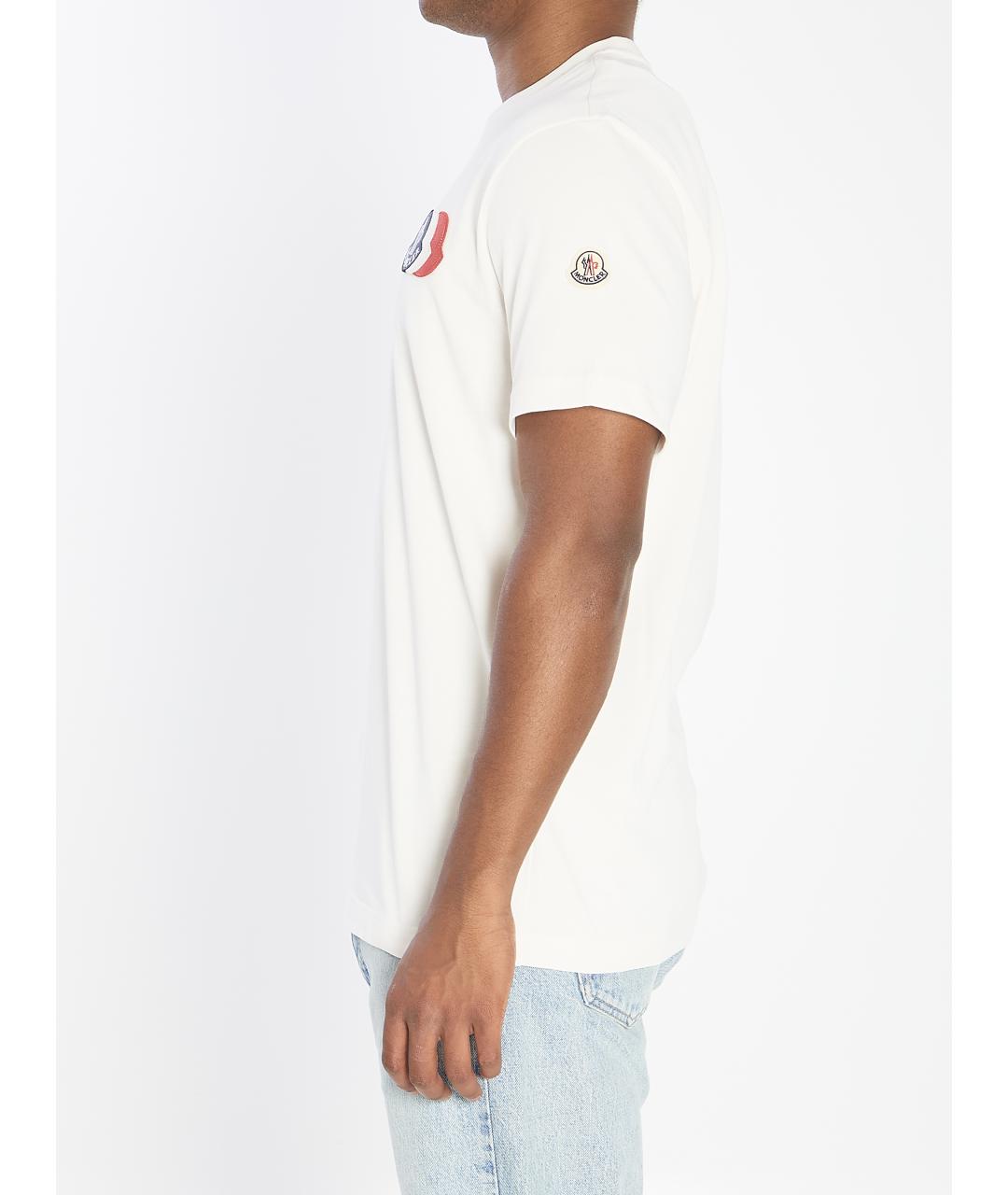 MONCLER Белая хлопковая футболка, фото 4