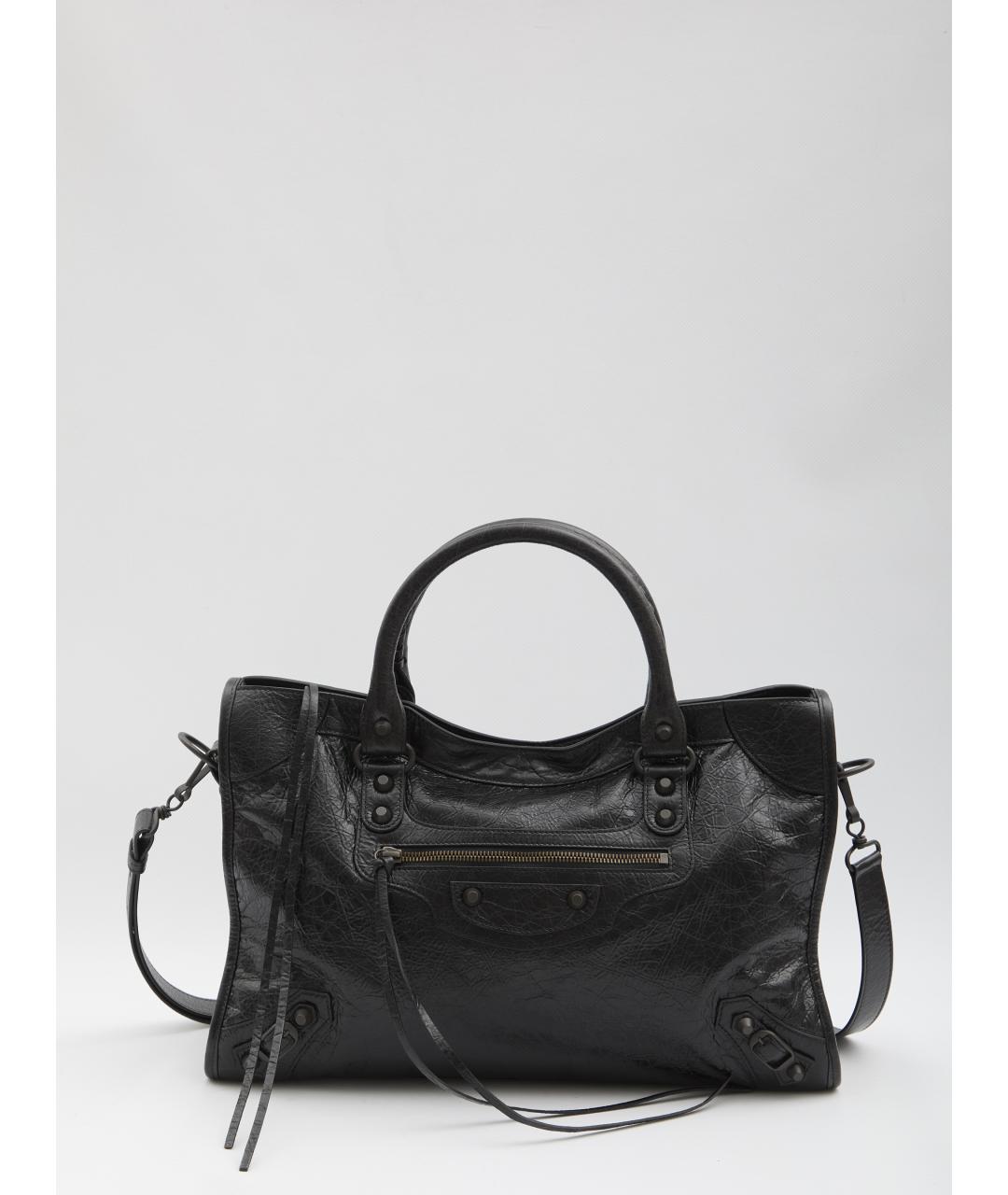 BALENCIAGA Черная кожаная сумка тоут, фото 2