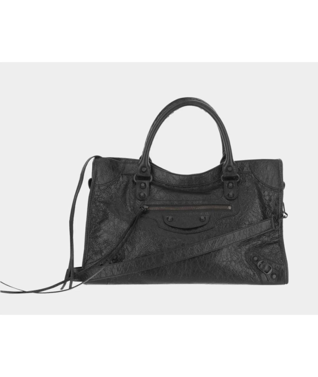 BALENCIAGA Черная кожаная сумка тоут, фото 6