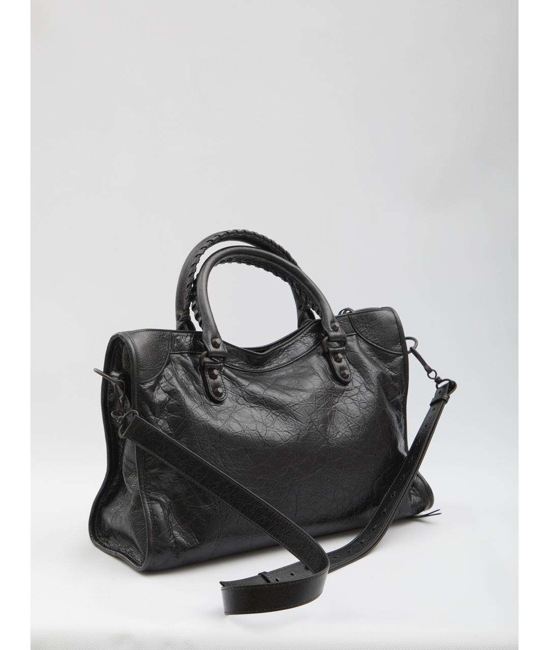 BALENCIAGA Черная кожаная сумка тоут, фото 3