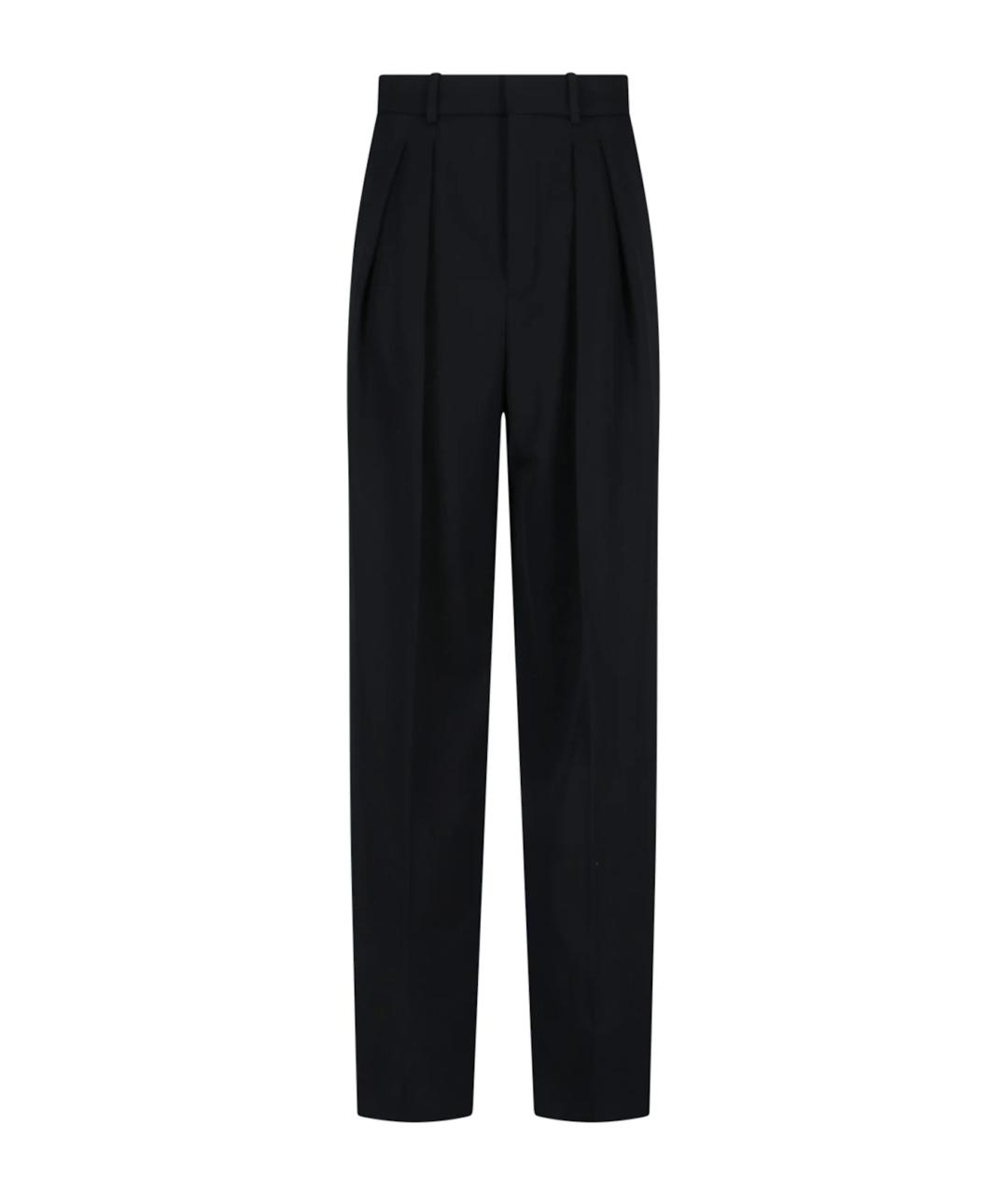 SAINT LAURENT Черные шерстяные прямые брюки, фото 1