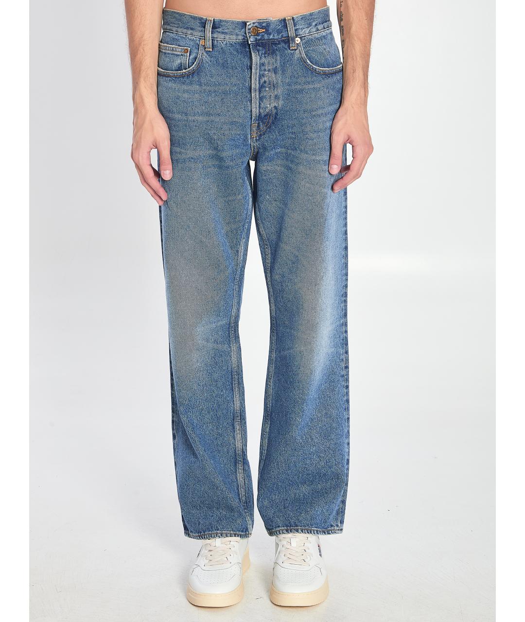 GOLDEN GOOSE DELUXE BRAND Голубые хлопковые прямые джинсы, фото 2