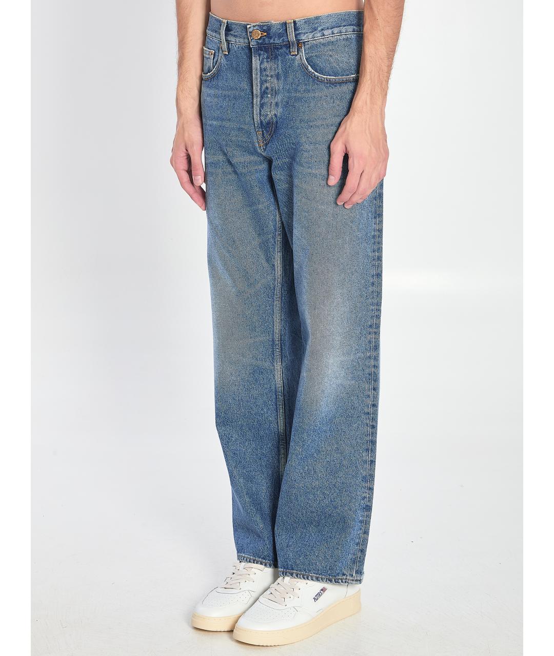 GOLDEN GOOSE DELUXE BRAND Голубые хлопковые прямые джинсы, фото 3