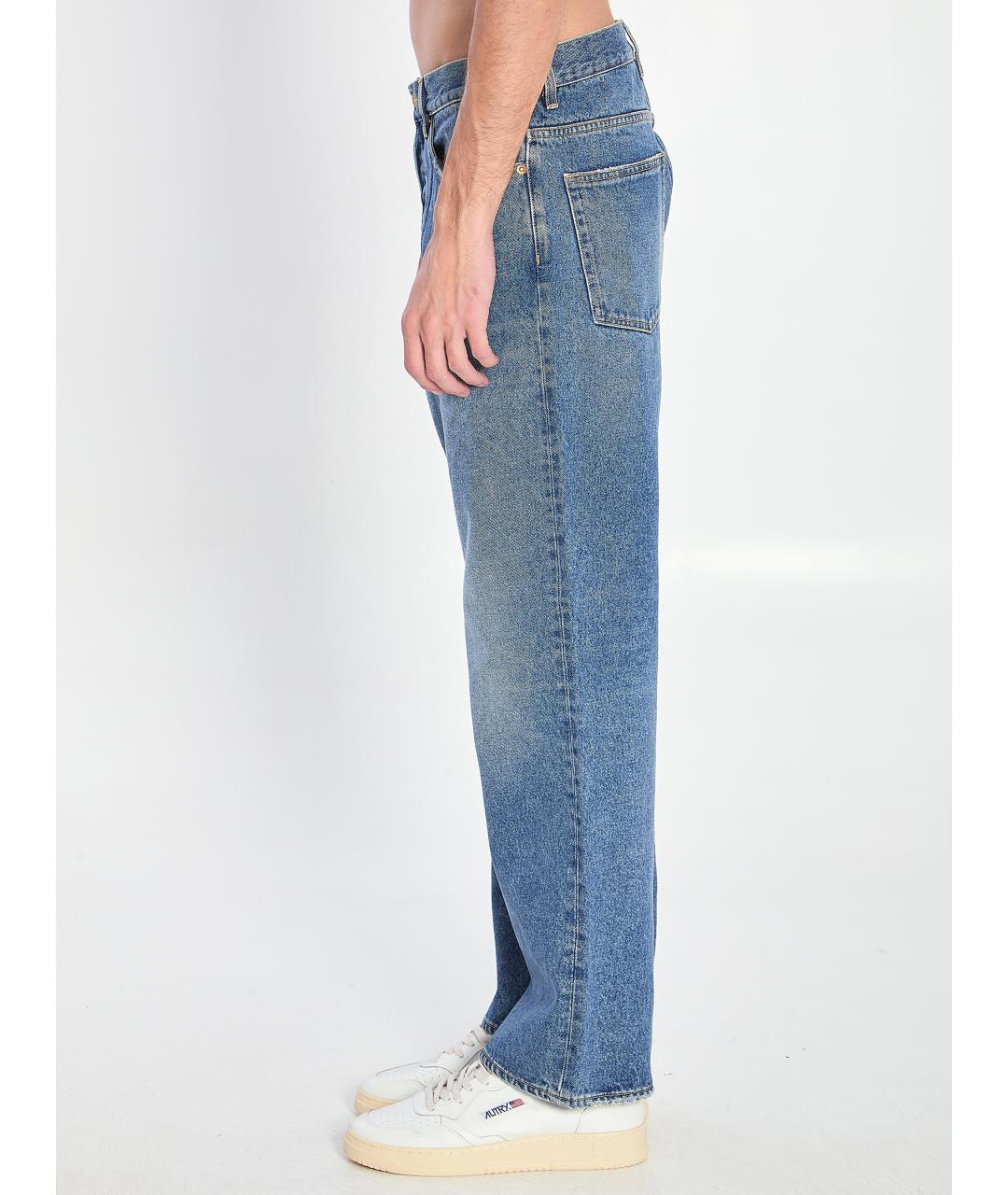 GOLDEN GOOSE DELUXE BRAND Голубые хлопковые прямые джинсы, фото 4