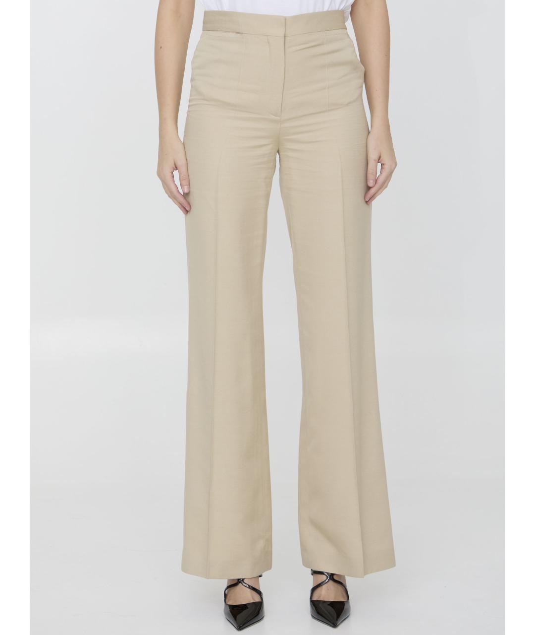 STELLA MCCARTNEY Бежевые вискозные прямые брюки, фото 2