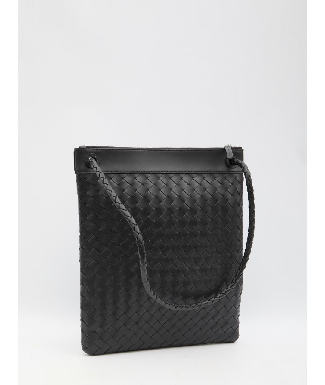 BOTTEGA VENETA Черная кожаная сумка на плечо, фото 2
