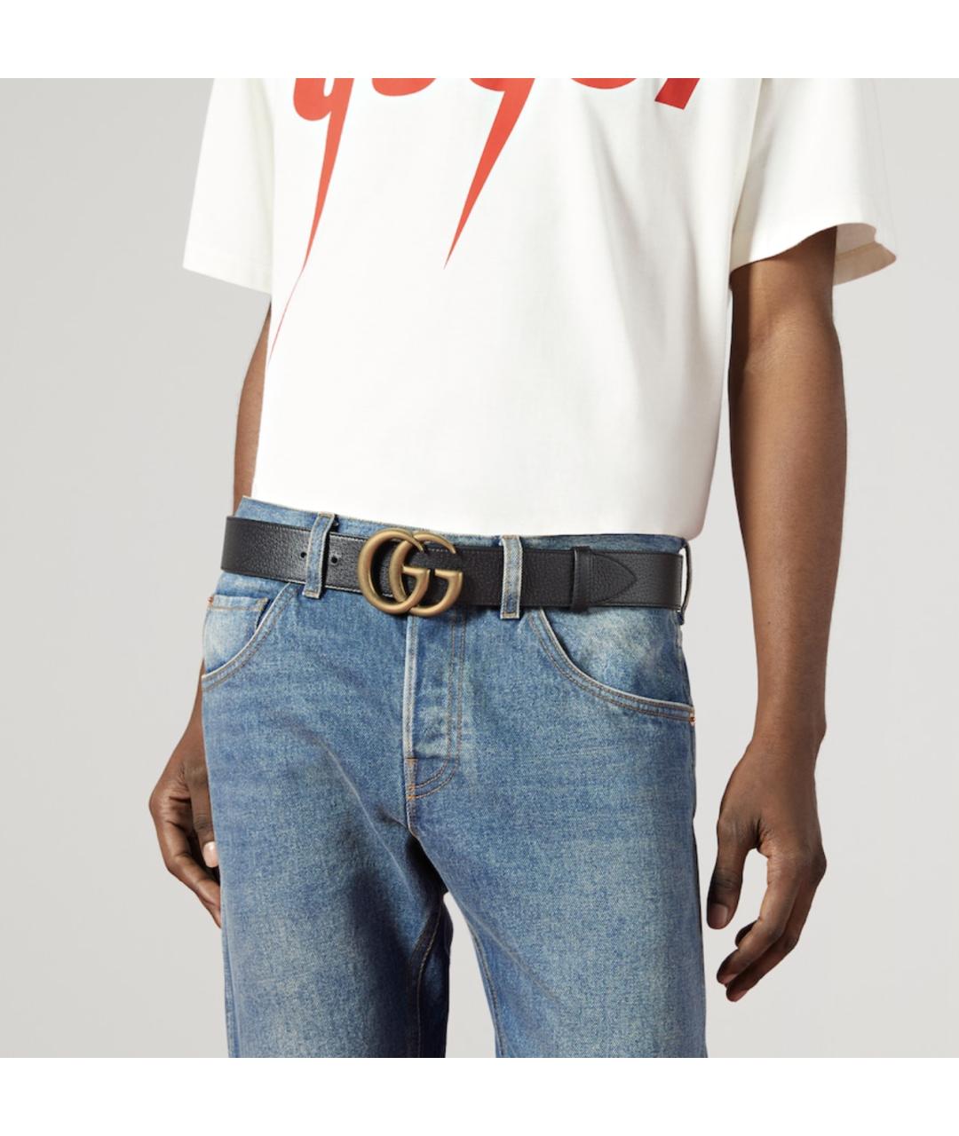 GUCCI Черный кожаный ремень, фото 3