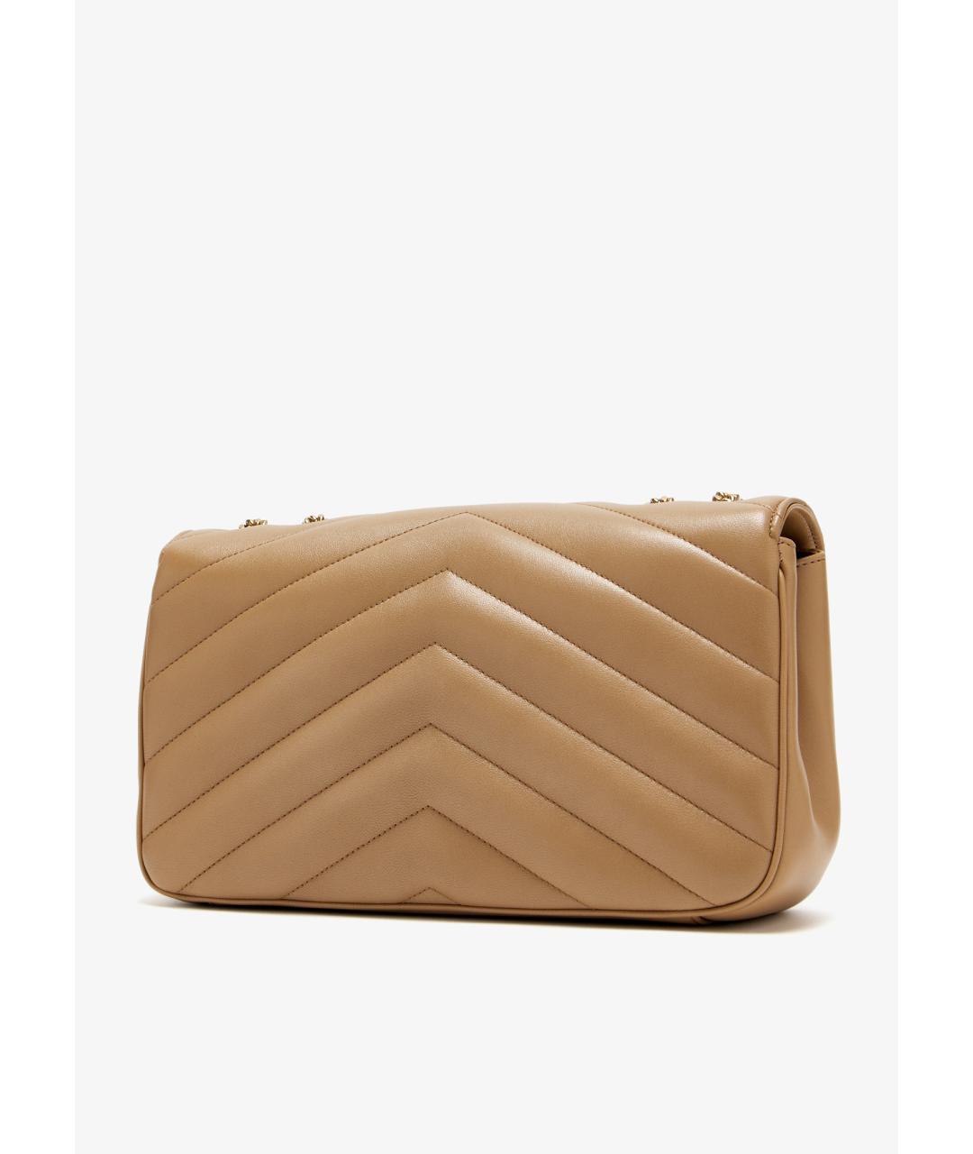 SAINT LAURENT Бежевая кожаная сумка через плечо, фото 3