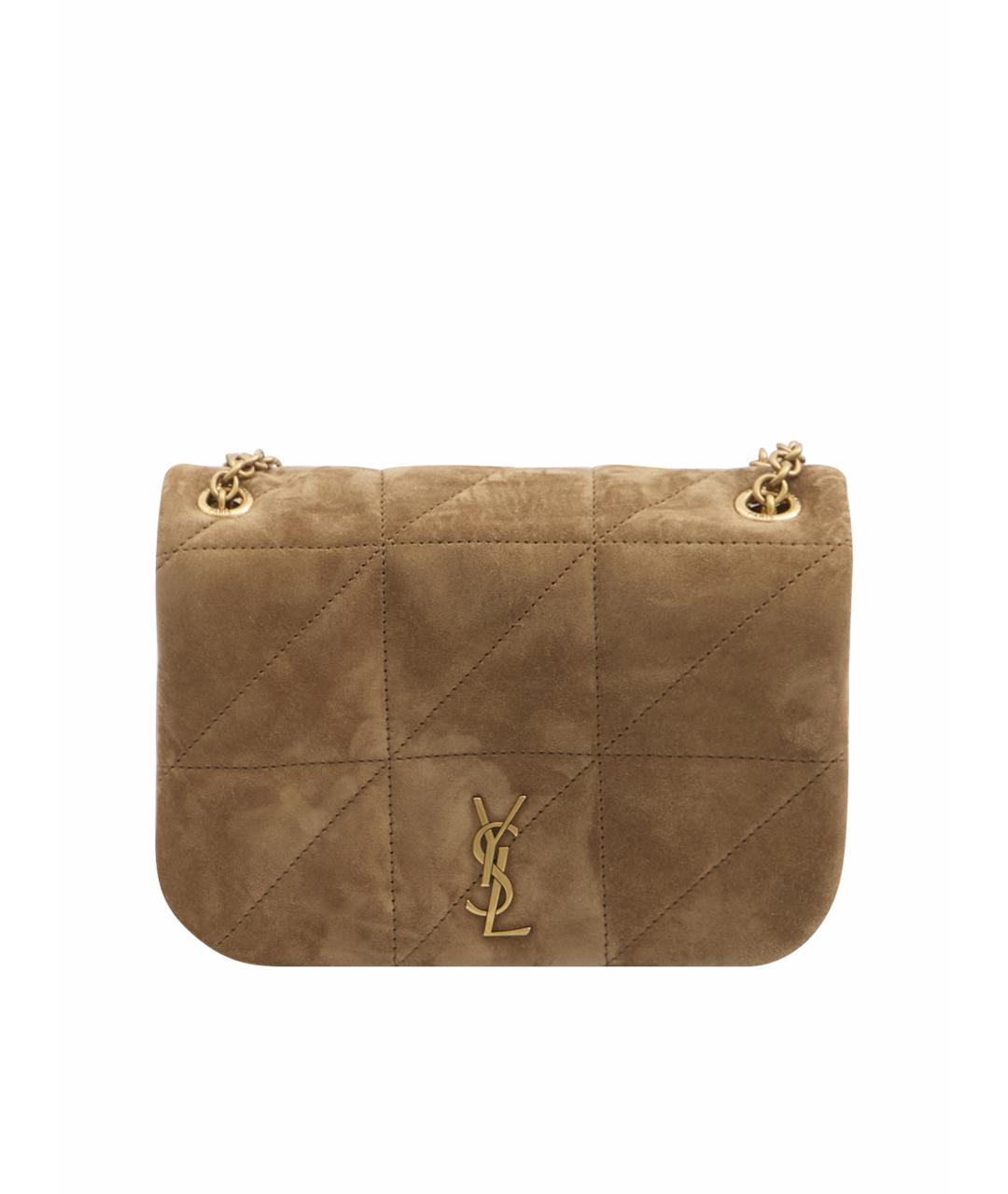 SAINT LAURENT Бежевая замшевая сумка через плечо, фото 1