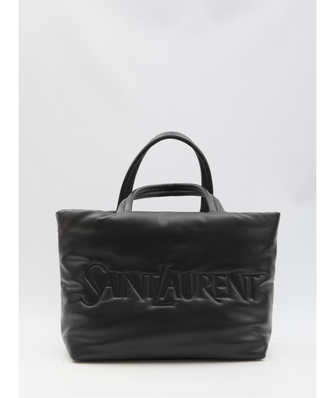 SAINT LAURENT Черная кожаная сумка тоут, фото 2
