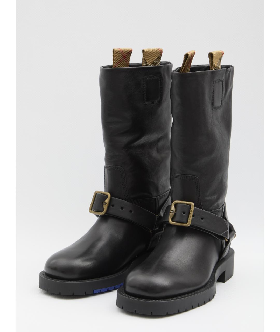 BURBERRY Черные кожаные сапоги, фото 2