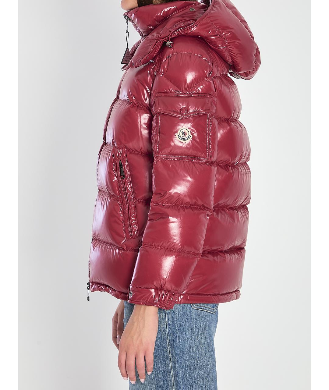 MONCLER Красная полиамидовая куртка, фото 4