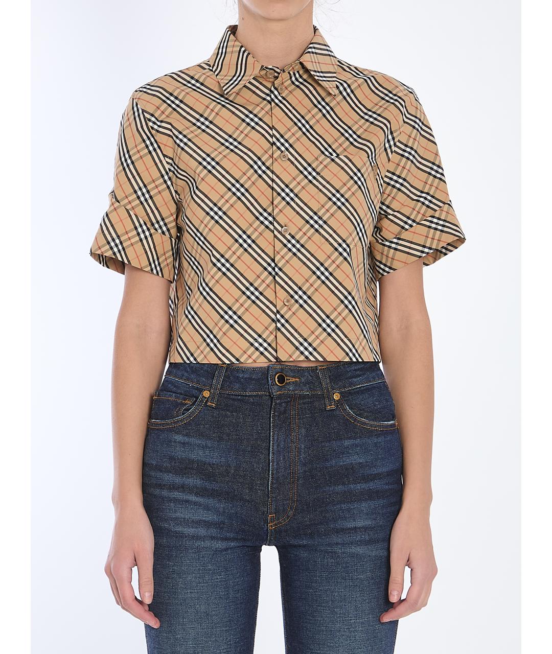 BURBERRY Бежевая хлопковая рубашка, фото 2