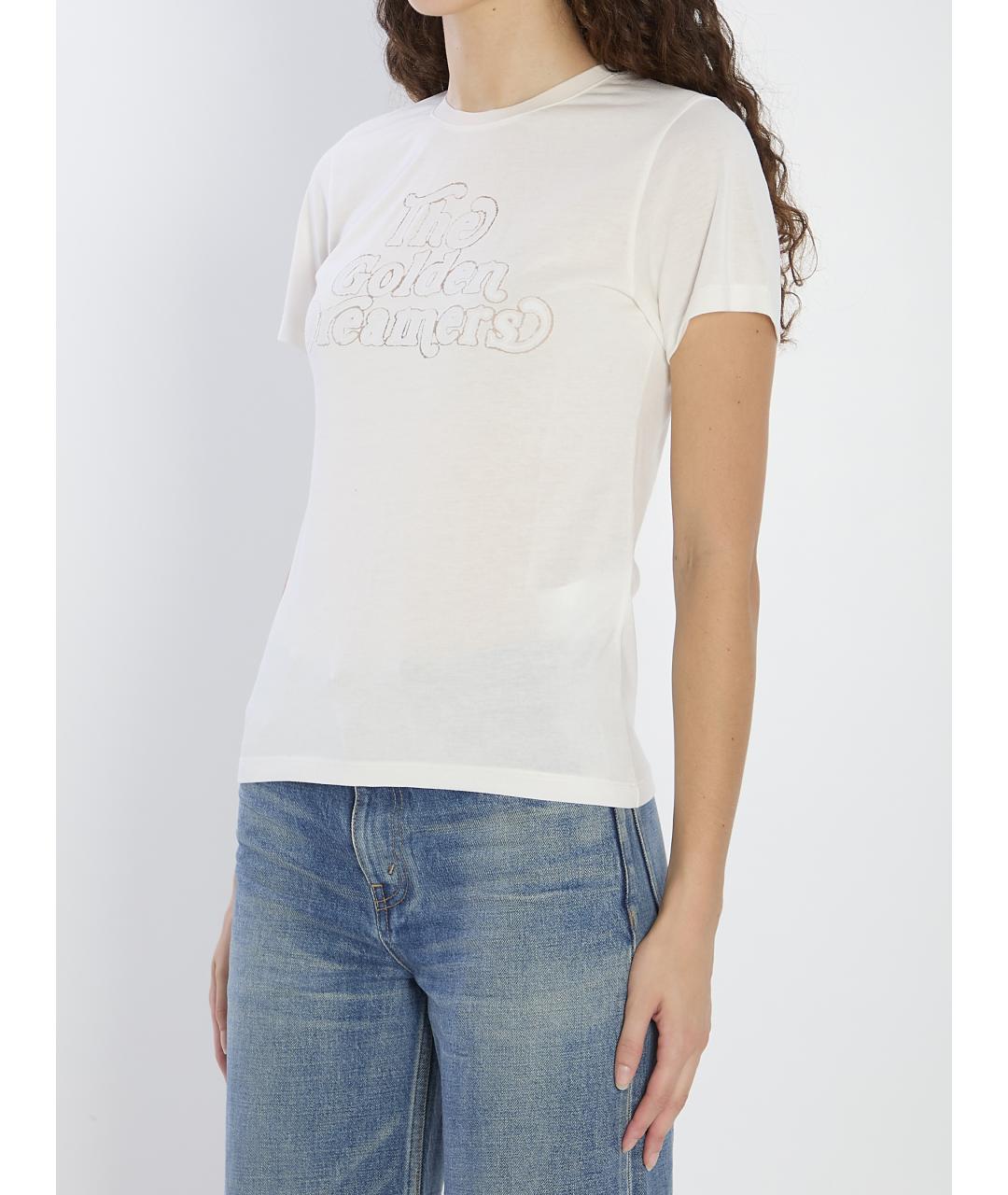 GOLDEN GOOSE DELUXE BRAND Белая вискозная футболка, фото 3
