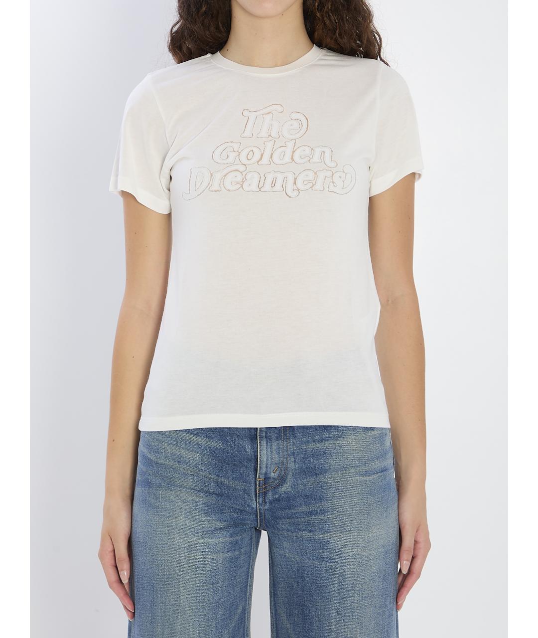 GOLDEN GOOSE DELUXE BRAND Белая вискозная футболка, фото 2