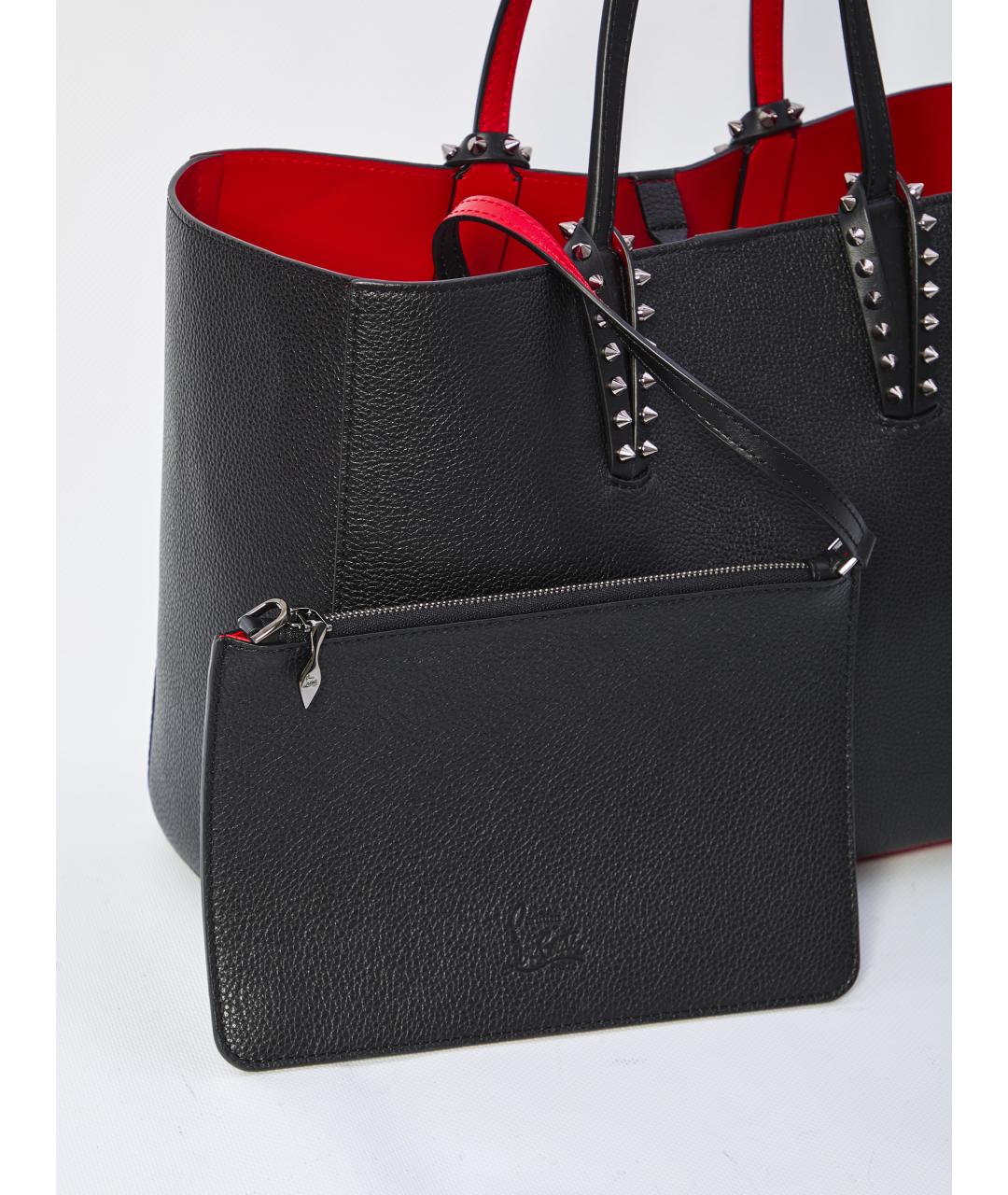 CHRISTIAN LOUBOUTIN Черная кожаная сумка тоут, фото 4