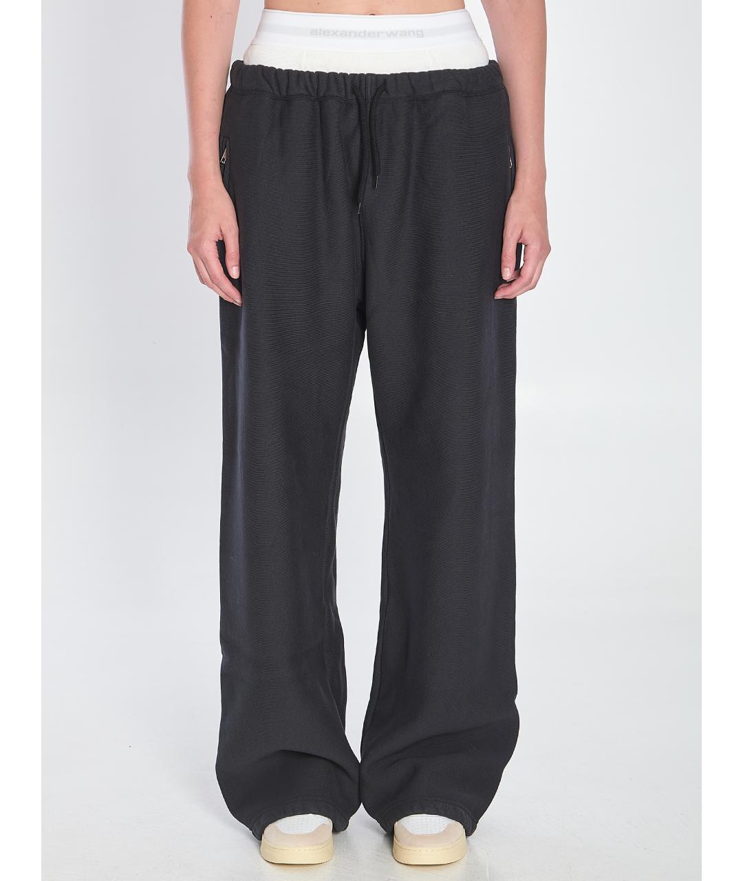 ALEXANDER WANG Черные хлопковые прямые брюки, фото 2