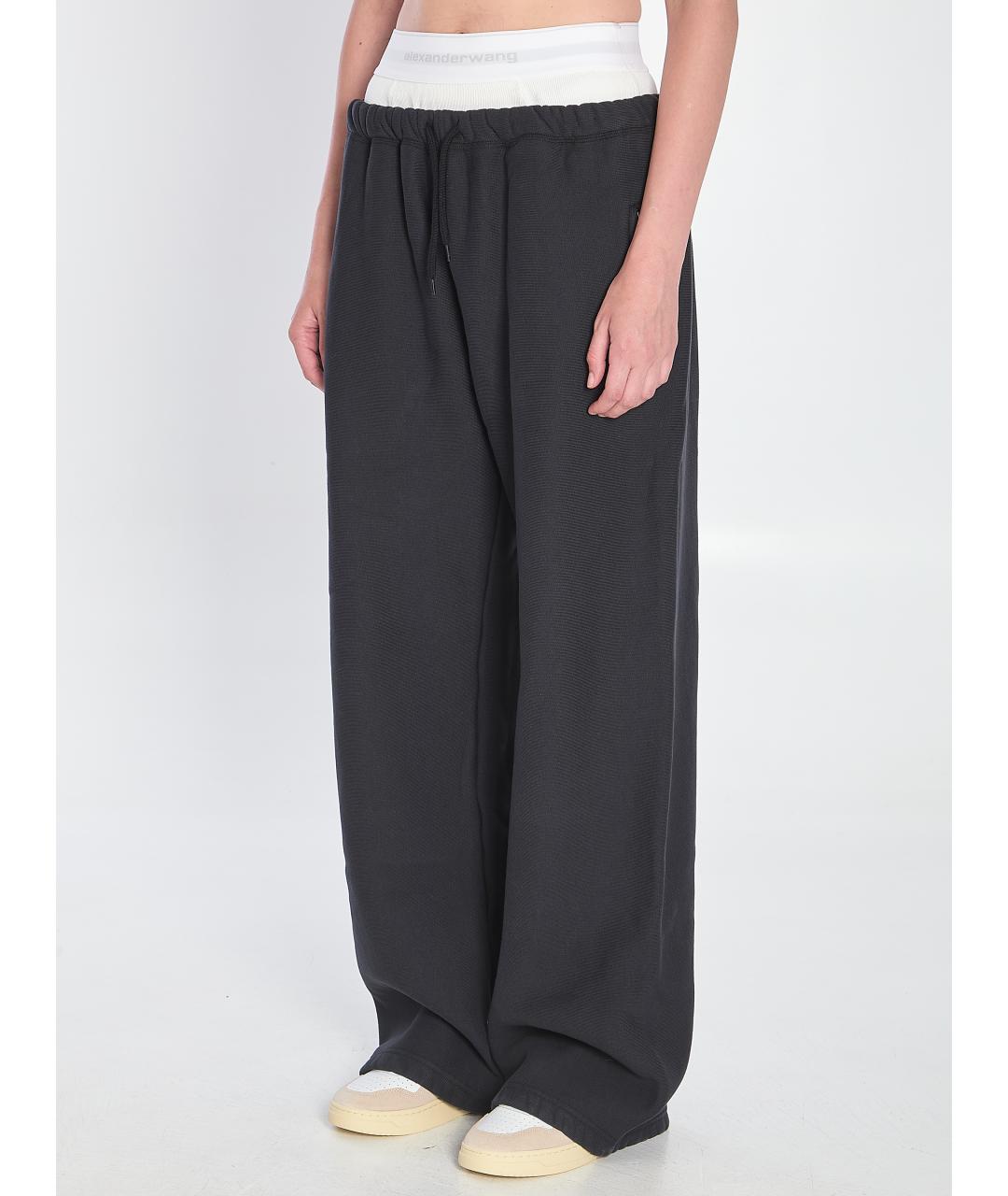 ALEXANDER WANG Черные хлопковые прямые брюки, фото 3