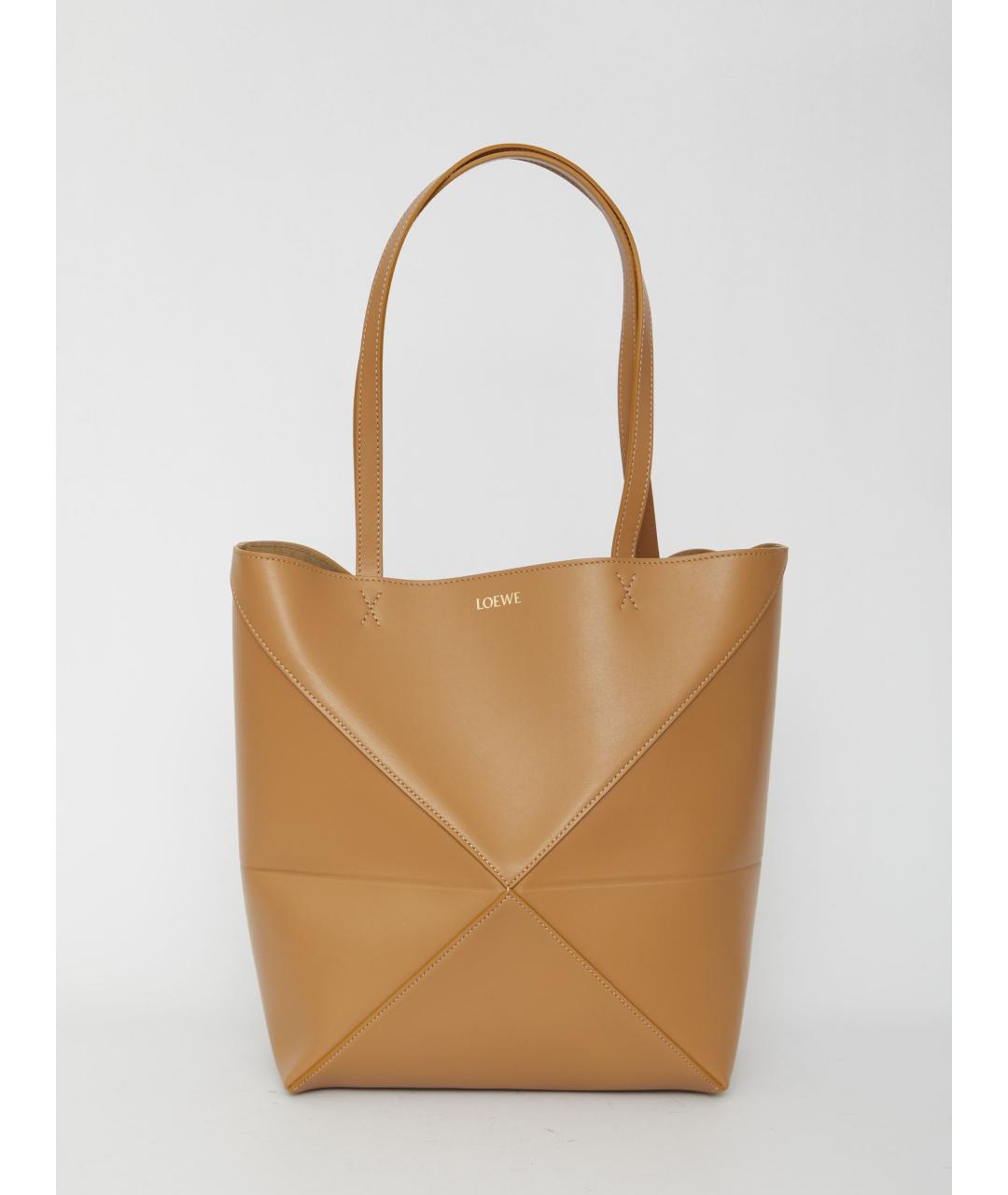 LOEWE Бежевая кожаная сумка тоут, фото 5