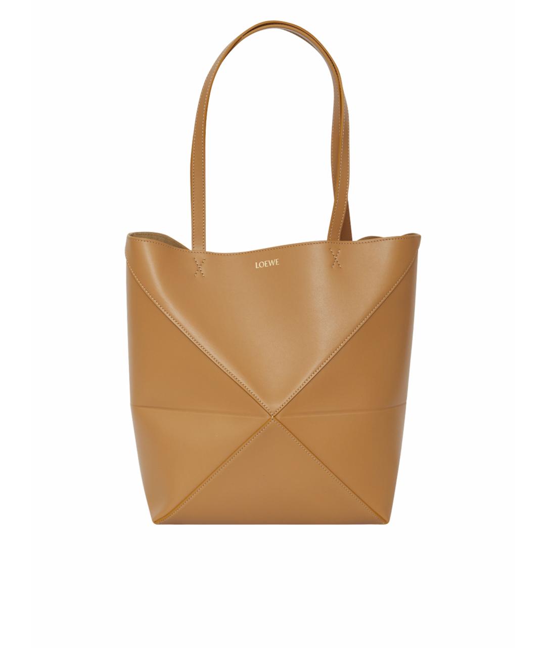 LOEWE Бежевая кожаная сумка тоут, фото 1