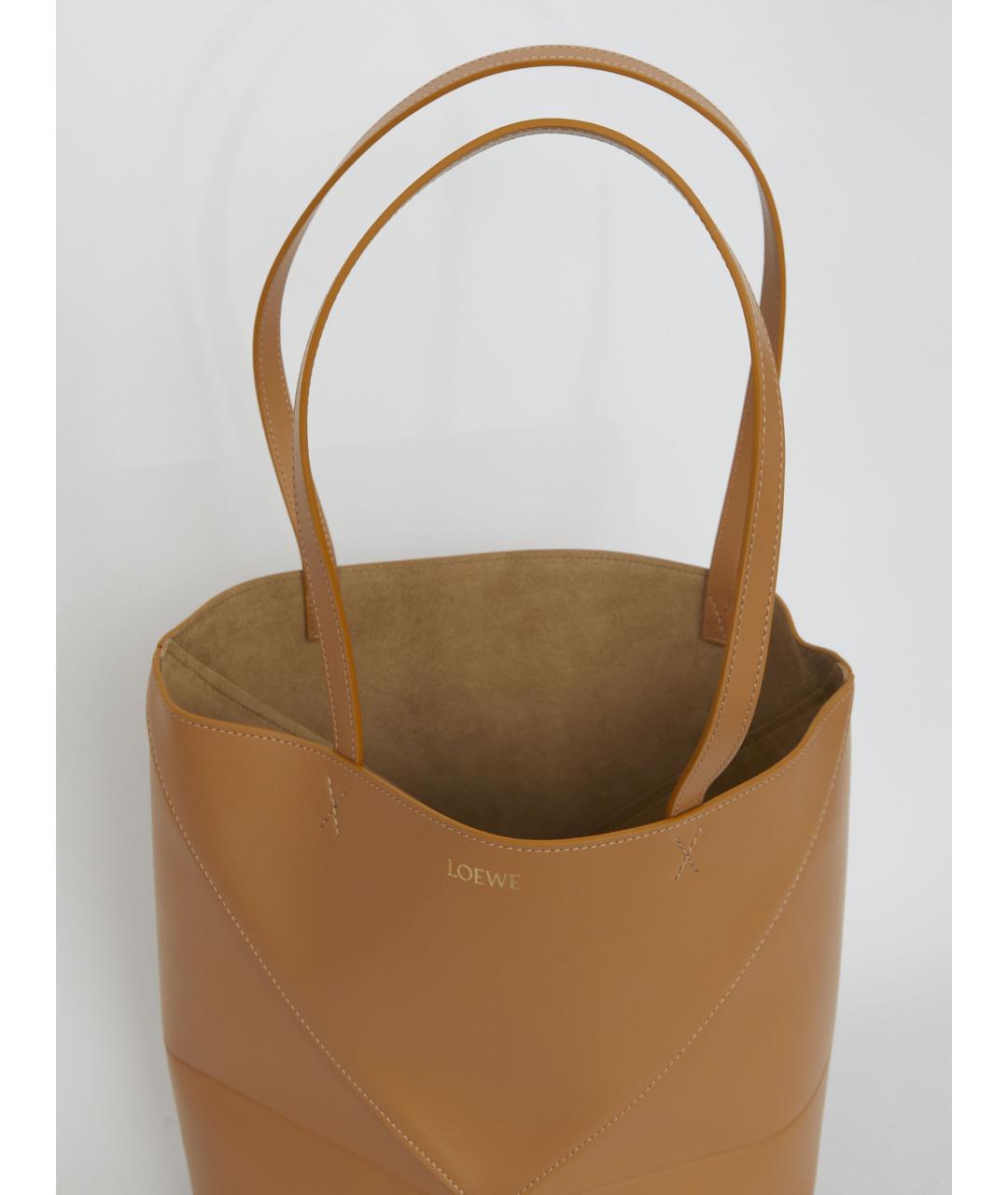 LOEWE Бежевая кожаная сумка тоут, фото 4