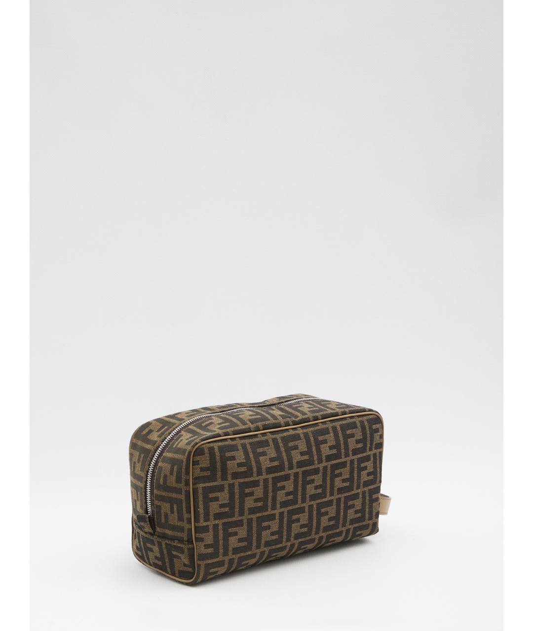 FENDI Коричневая тканевая косметичка, фото 2