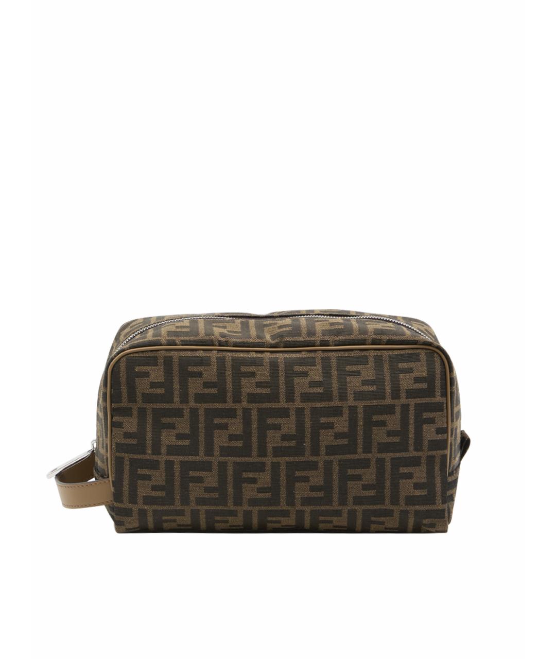 FENDI Коричневая тканевая косметичка, фото 1