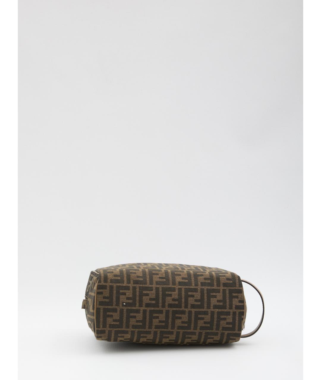 FENDI Коричневая тканевая косметичка, фото 3
