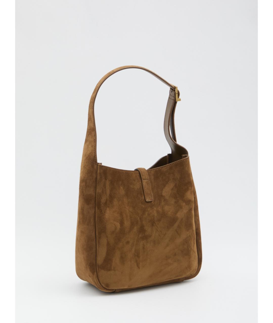 SAINT LAURENT Бежевая замшевая сумка тоут, фото 3