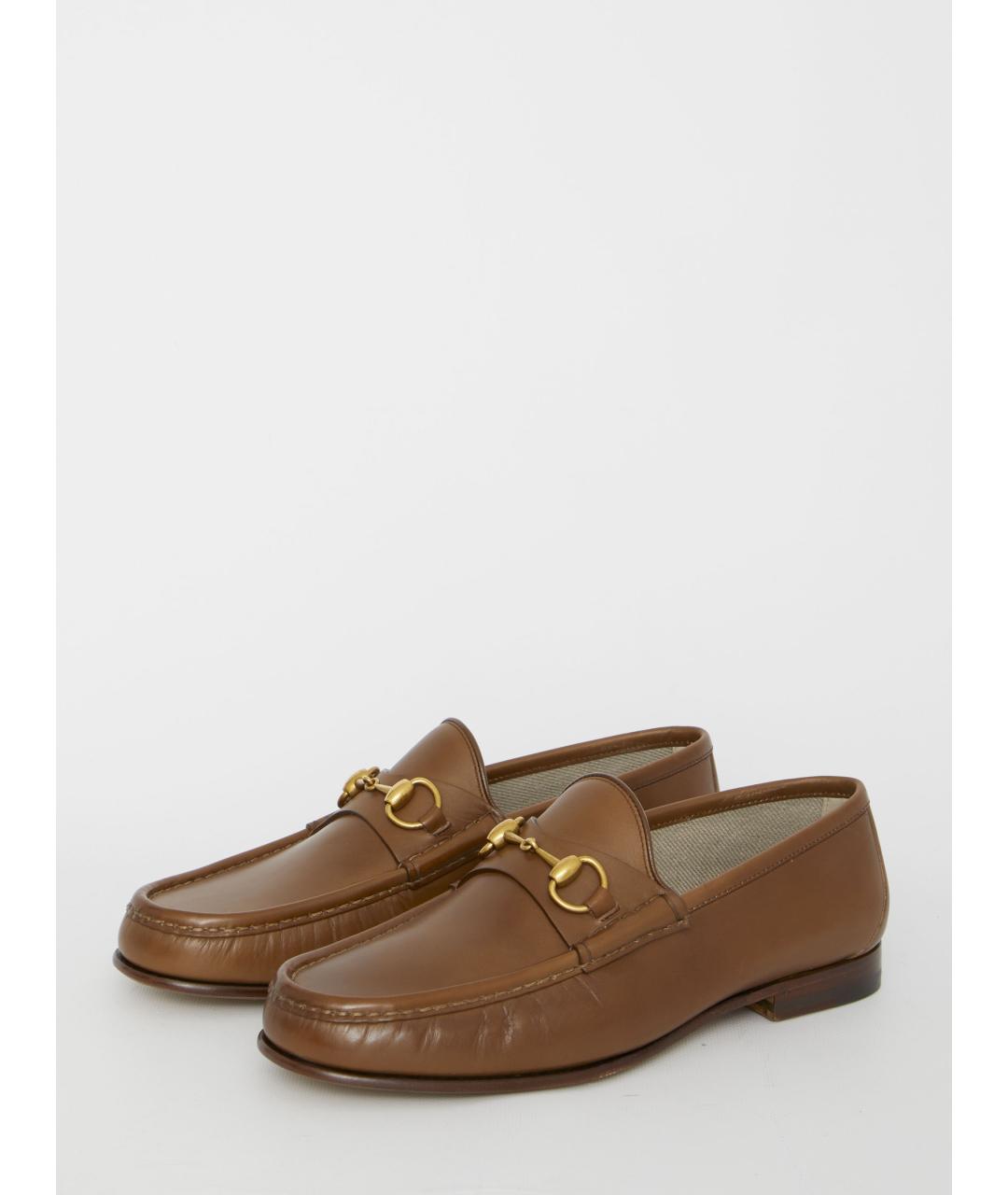 GUCCI Коричневые кожаные лоферы, фото 2
