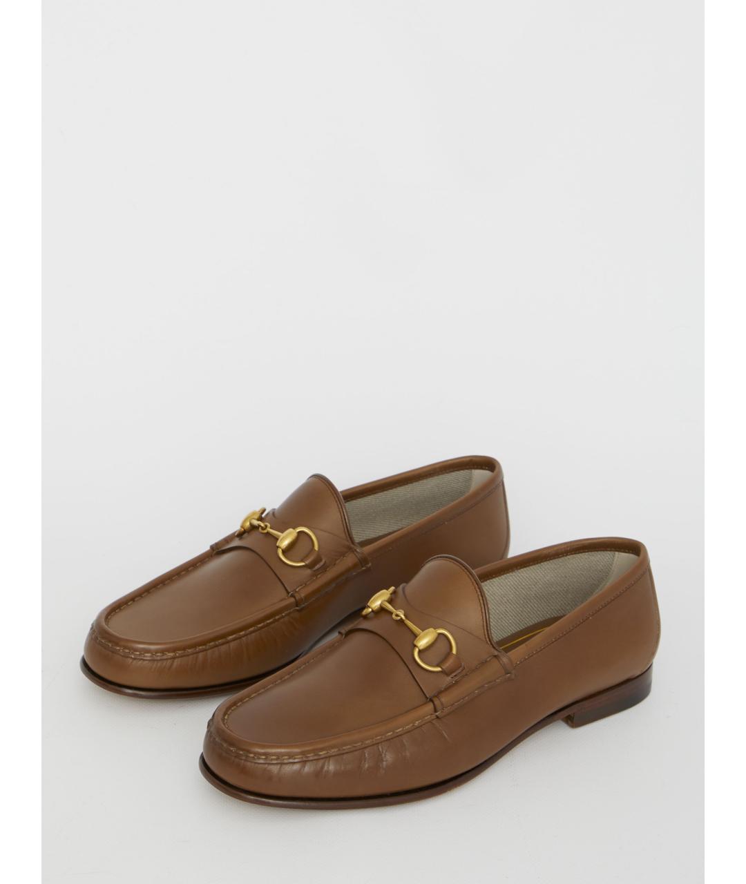 GUCCI Коричневые кожаные лоферы, фото 5