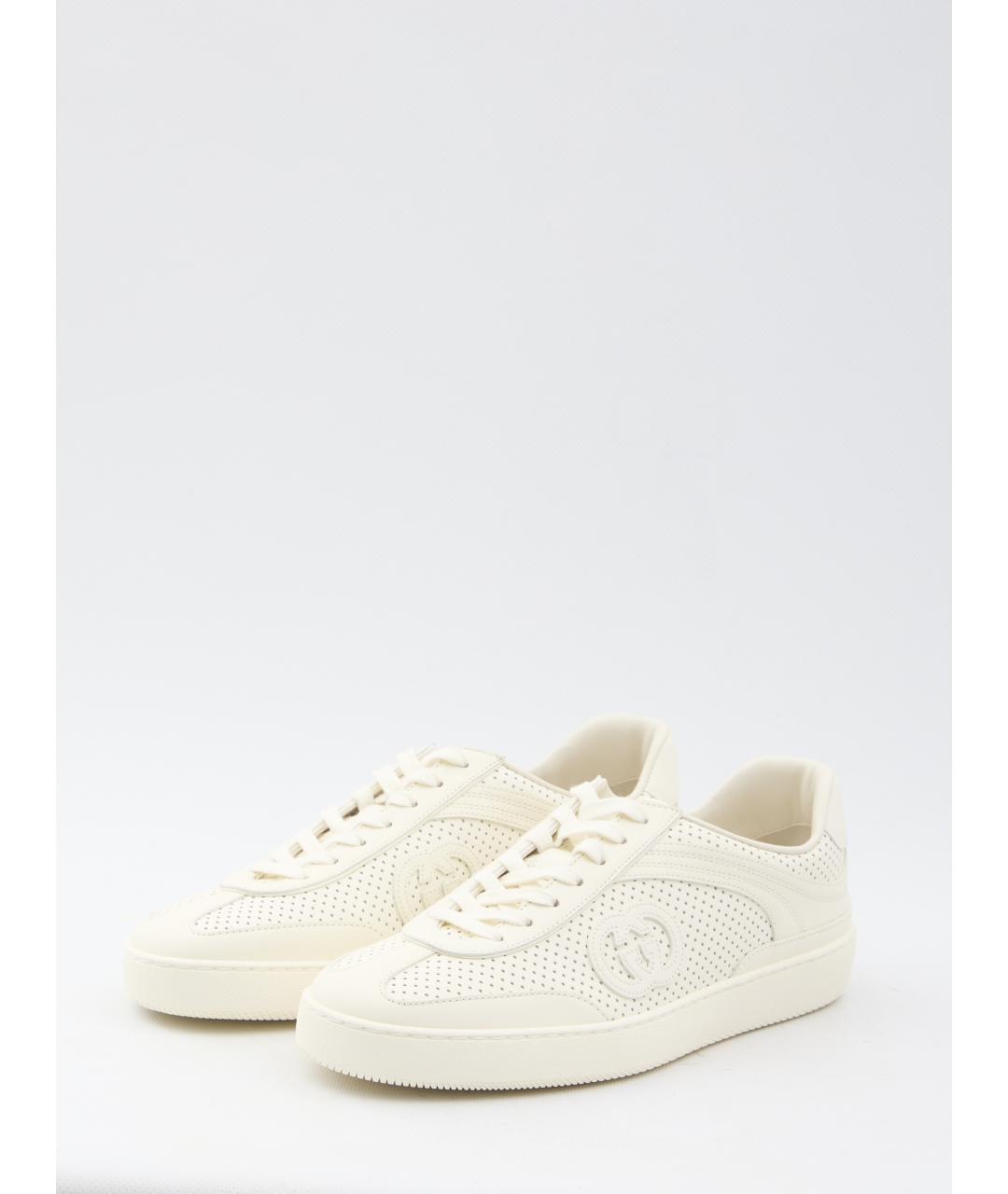GUCCI Белые кожаные низкие кроссовки / кеды, фото 2