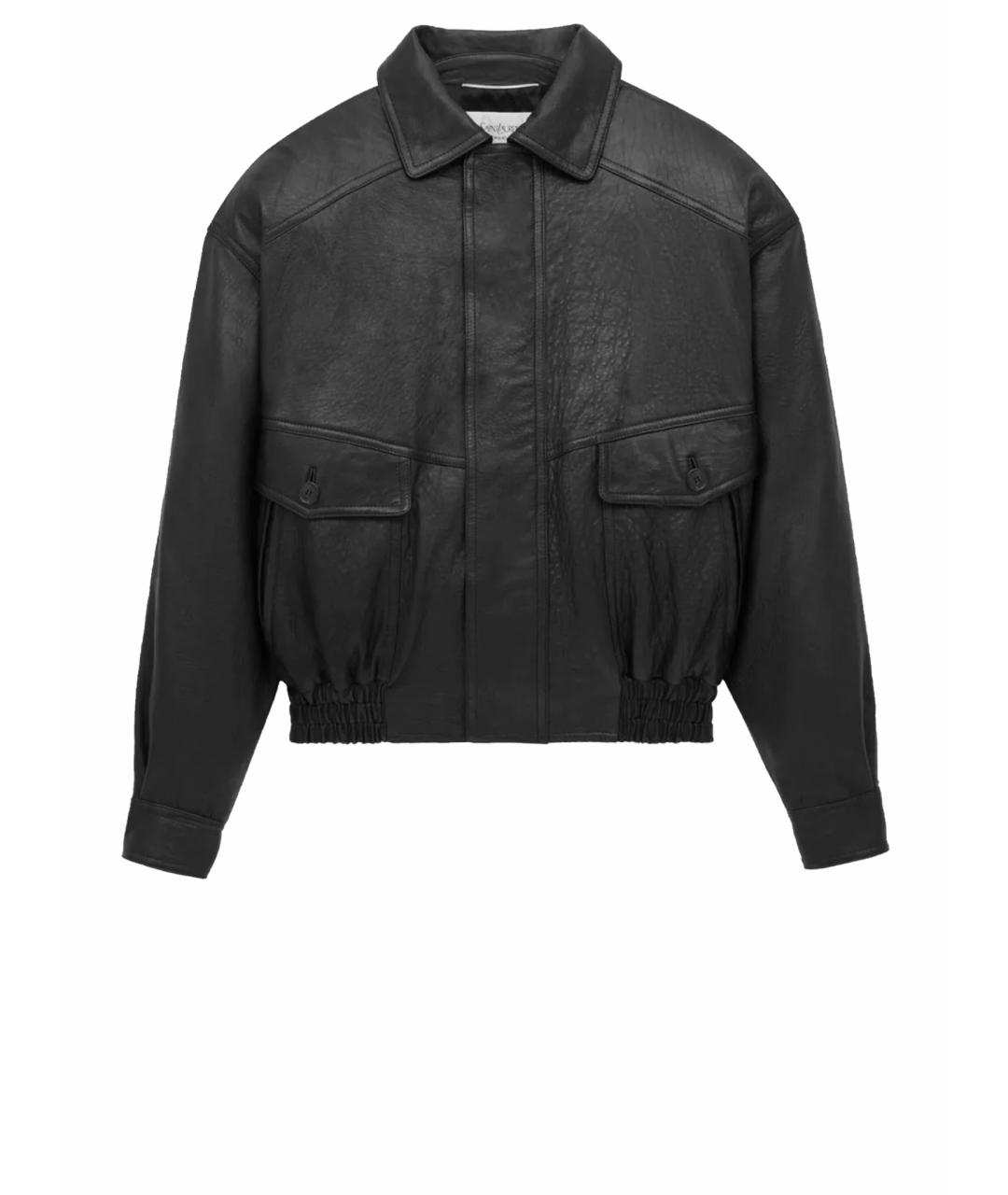 SAINT LAURENT Черная кожаная куртка, фото 1