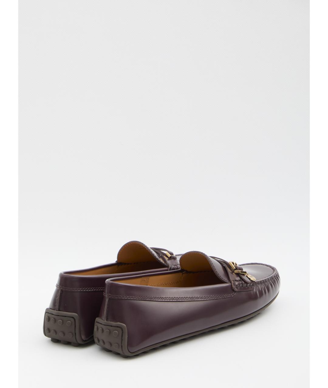 TOD'S Бордовые кожаные мокасины, фото 3