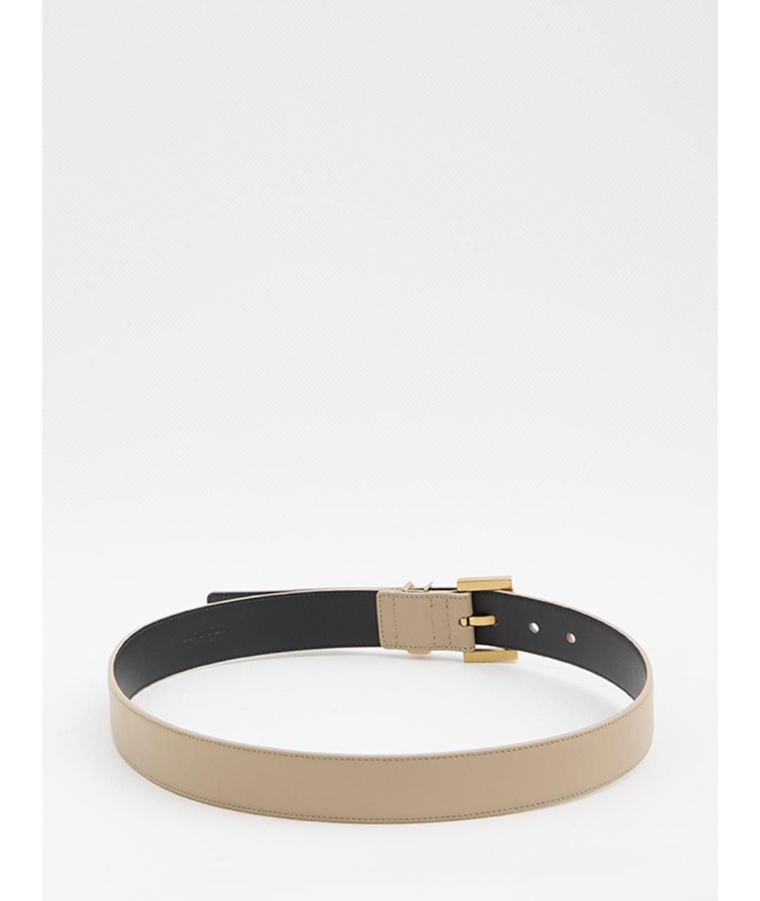 SAINT LAURENT Бежевый кожаный ремень, фото 2