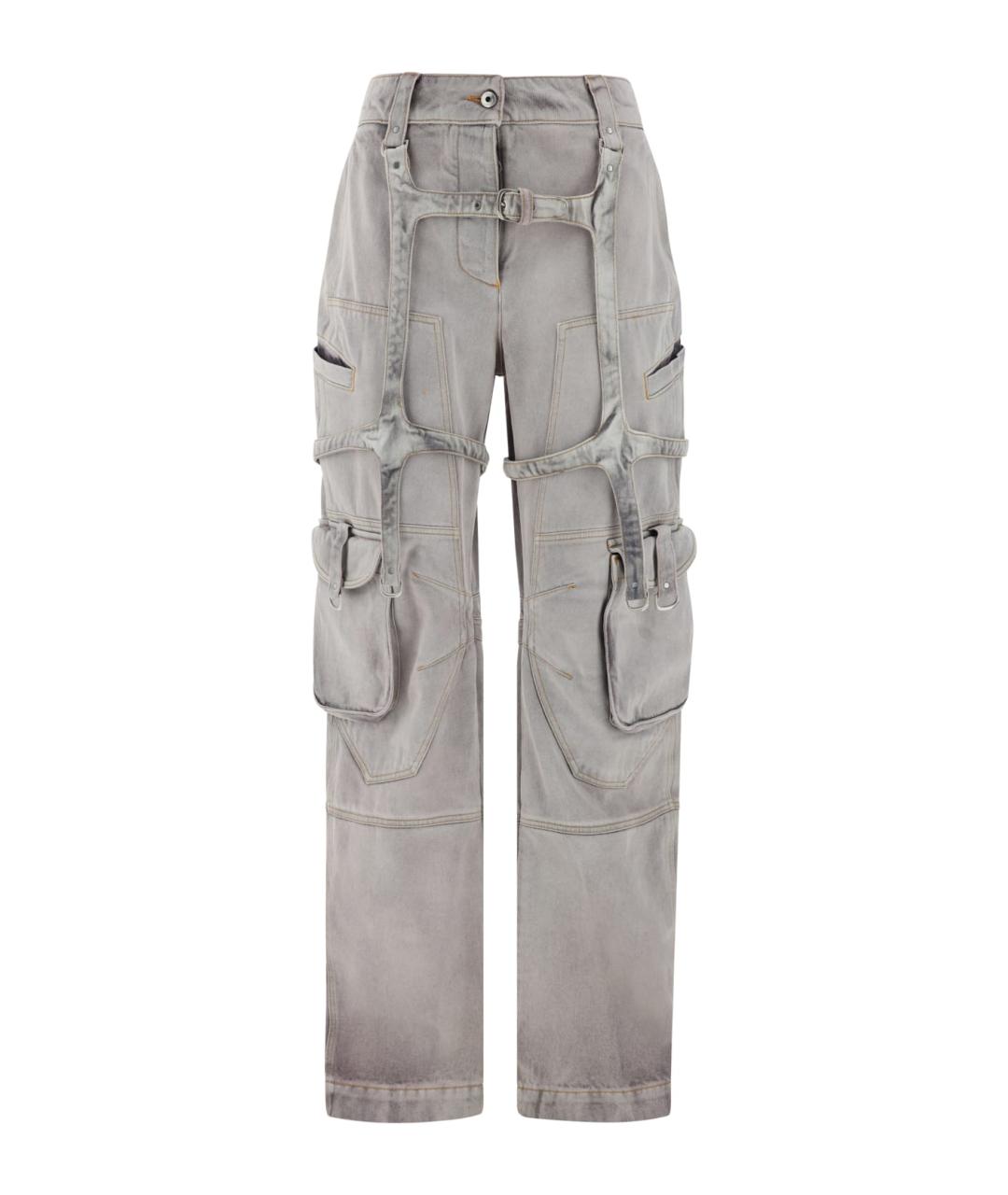 OFF-WHITE Серые хлопковые прямые брюки, фото 1