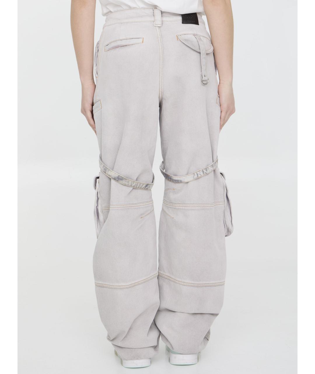 OFF-WHITE Серые хлопковые прямые брюки, фото 5