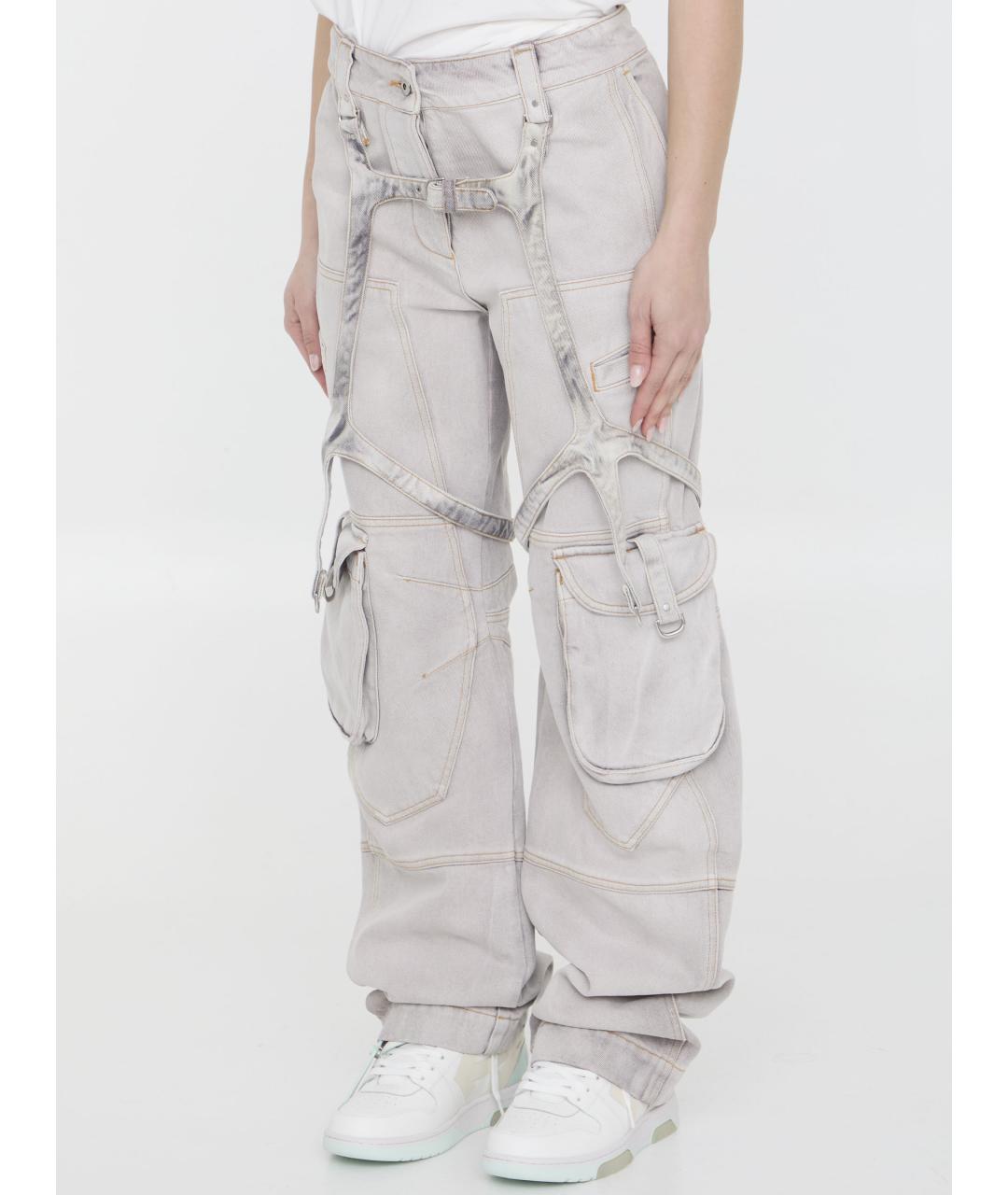 OFF-WHITE Серые хлопковые прямые брюки, фото 3