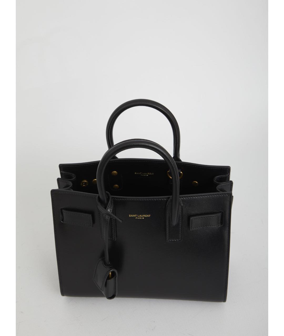 SAINT LAURENT Черная кожаная сумка тоут, фото 5