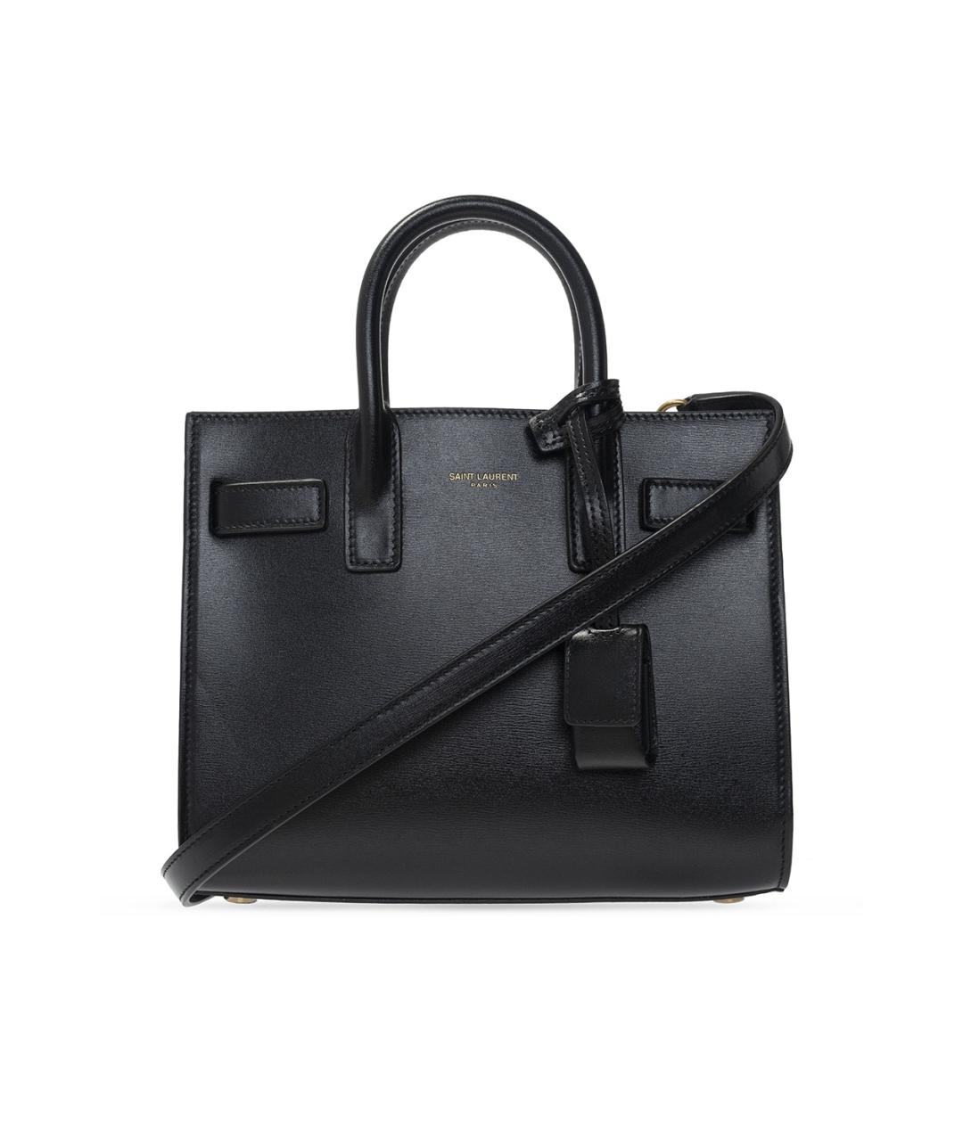 SAINT LAURENT Черная кожаная сумка тоут, фото 1