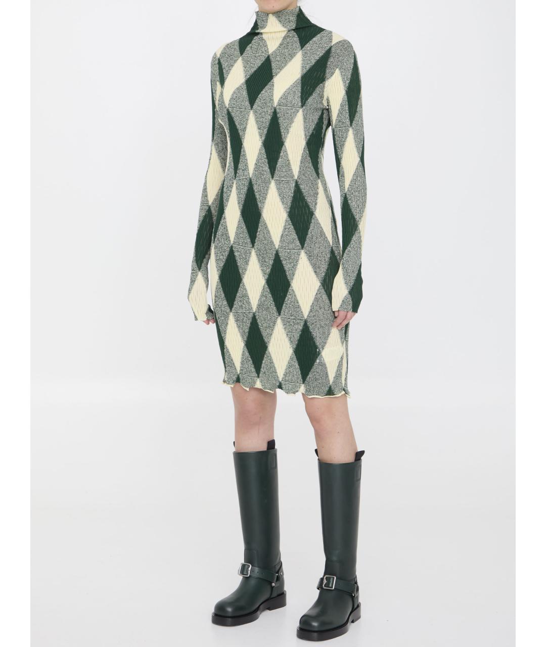 BURBERRY Зеленые хлопковое повседневное платье, фото 3