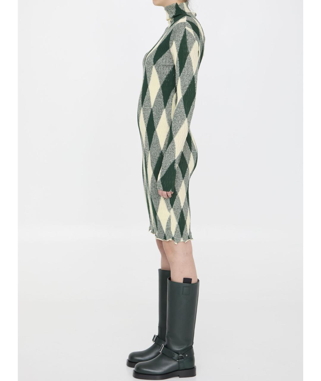 BURBERRY Зеленые хлопковое повседневное платье, фото 4