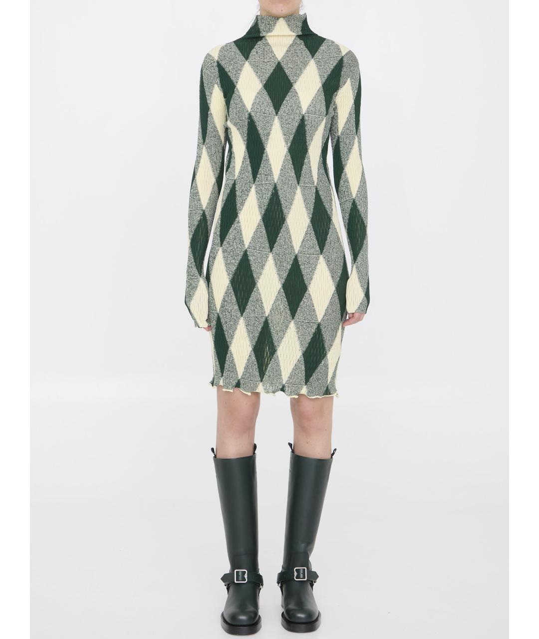 BURBERRY Зеленые хлопковое повседневное платье, фото 2