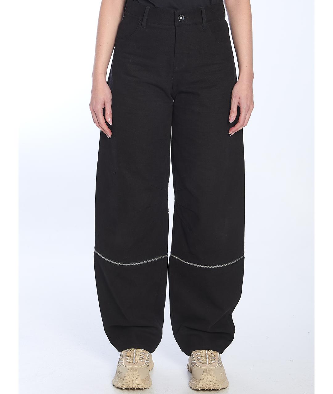 MONCLER Черные хлопковые прямые брюки, фото 6